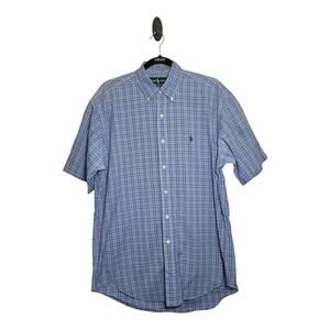 Ralph Lauren Men's Blake Button Down Shirt XL (tag med) Short Sleeve Blue Plaid